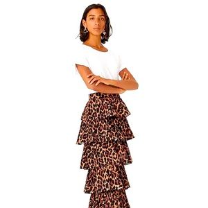 Leopard tiered skirt